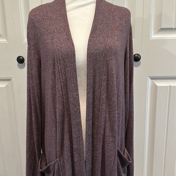 Bobeau XL Jemmy Heathered Purple Brushed Open Front Drape Cardigan Sweater - Picture 6 of 12